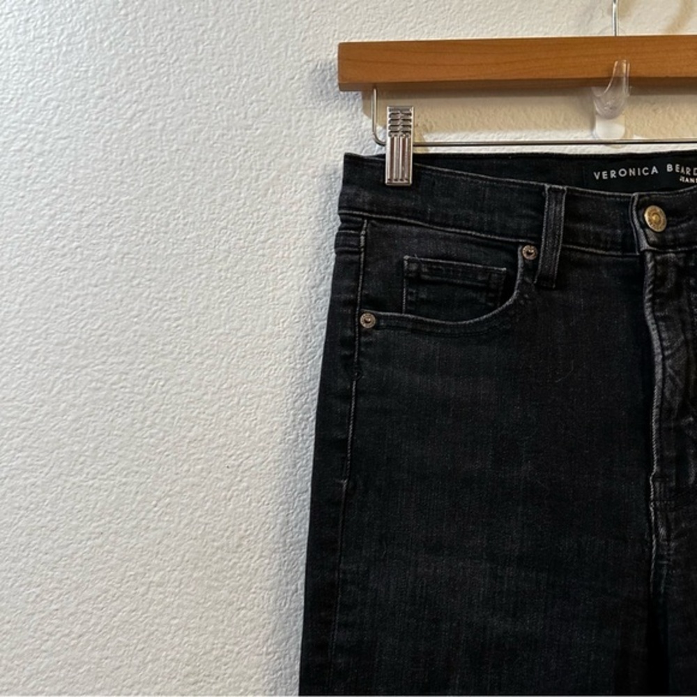 Veronica Beard Ryleigh Slim Straight High Rise Jeans Washed Onyx Size 28 - Picture 5 of 13